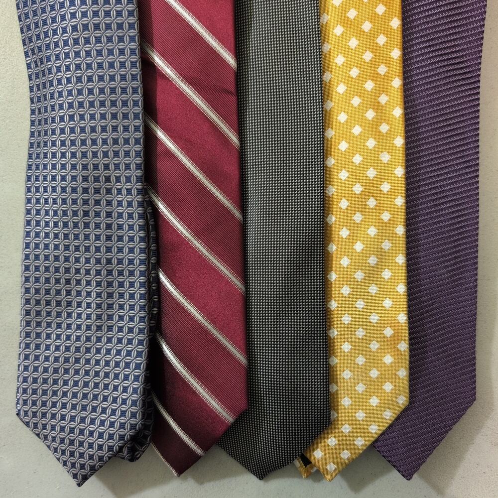 Executive Business Professional Office Tie Lot 5 100% Pure Silk Classic Neckties